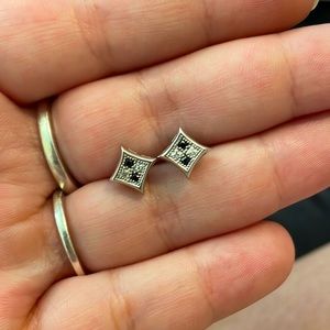 10K solid white gold diamonds & sapphires